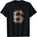 Cool Number 6 Game Football Leopard Cheetah Print T Shirt T Shirt Streetwear Style US Top Pick
