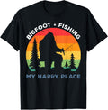 Bigfoot Fishing My Happy Place Rainbow Bigfoot Lover Apparel | Premium Quality | Aesthetic Casual Look