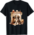 Brown and White Dog Laying in Front of Fireplace T-Shirt for Men Women Kids T-Shirt | Google Shopping Optimized | High CTR Boost
