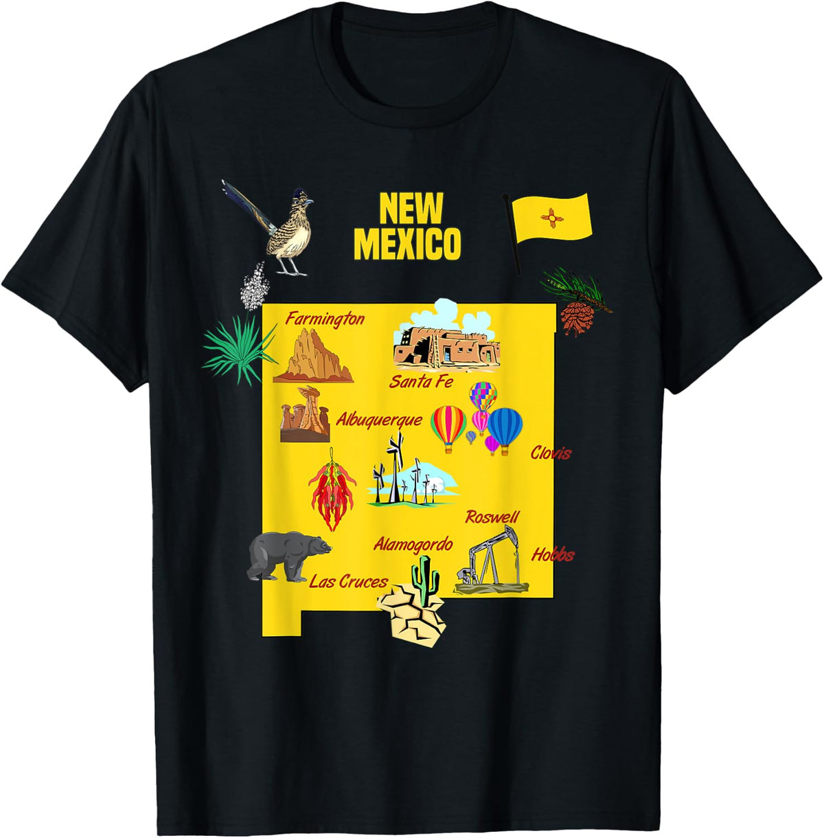 Hand Drawn Illustration of New Mexico Map Tourist places, US Apparel | Google Shopping Optimized | High CTR Boost