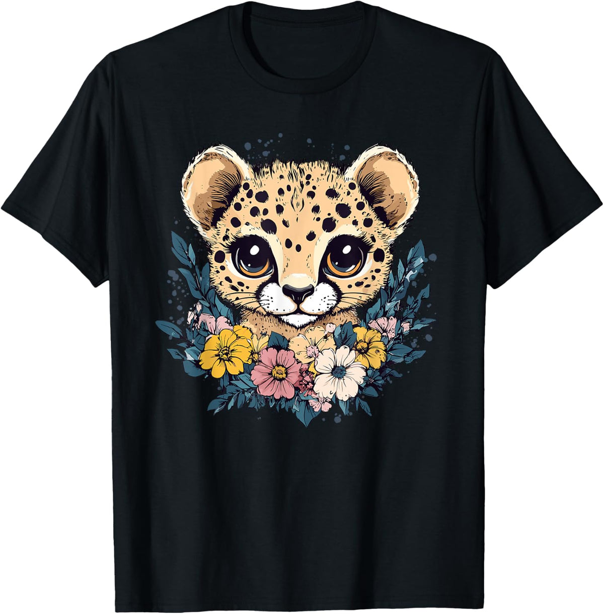 Adorable Cheetah Cub With Floral Crown Apparel Comfort Fit Everyday Wear