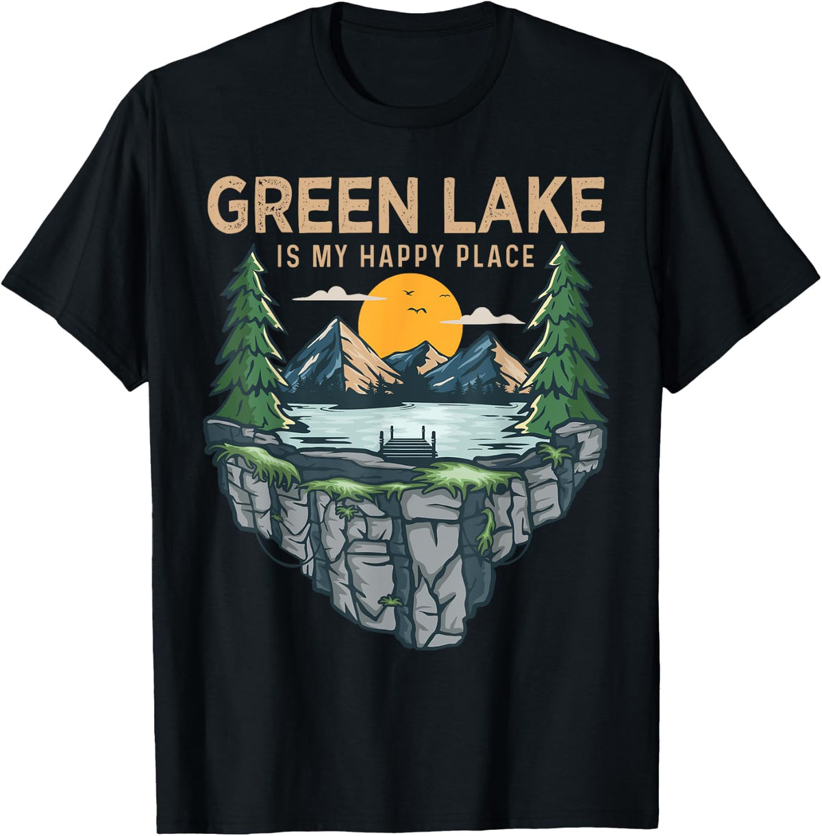 Fishing Boating Camping - My Happy Place Green Lake Apparel | High Search Volume | Daily Wear Essential