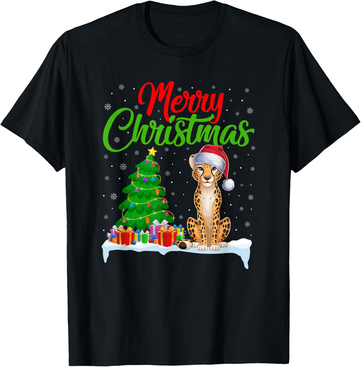 Cheetah Christmas Tree Lights Funny Xmas Cheetah Lover Apparel Premium Print Best Seller Look