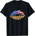 Patriotic Lips American Flag Lips Kisses Cheetah 4th of July T Shirt for Women Men T Shirt High Search Demand Best Selle