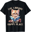 The Library Is My Happy Place Cat Teacher T-Shirt for Men Women Girls Kids T-Shirt | Google Shopping Optimized | Perfect Gift Choice