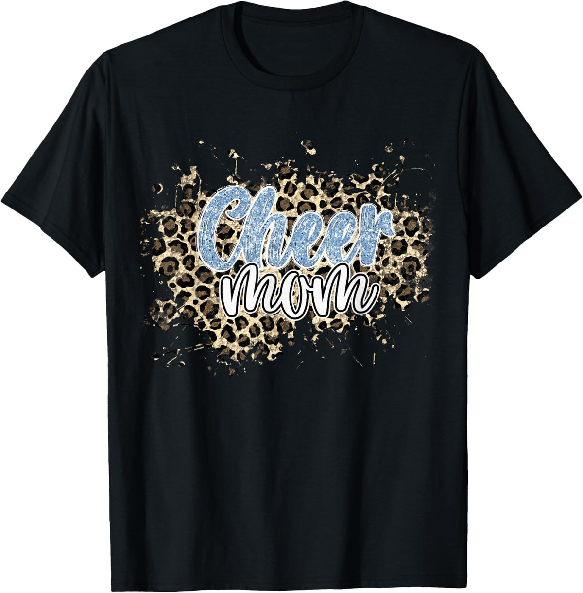 Womens Cheer Mom Shirt Leopard Cheetah Print Blue Cheer T Shirt Streetwear Style Everyday Wear