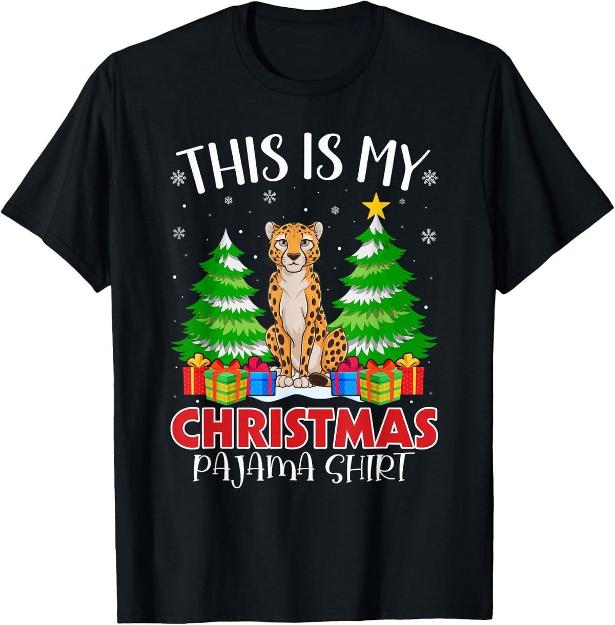 This is My Christmas Pajama Shirt Cheetah Xmas PJs T Shirt Streetwear Style Everyday Wear