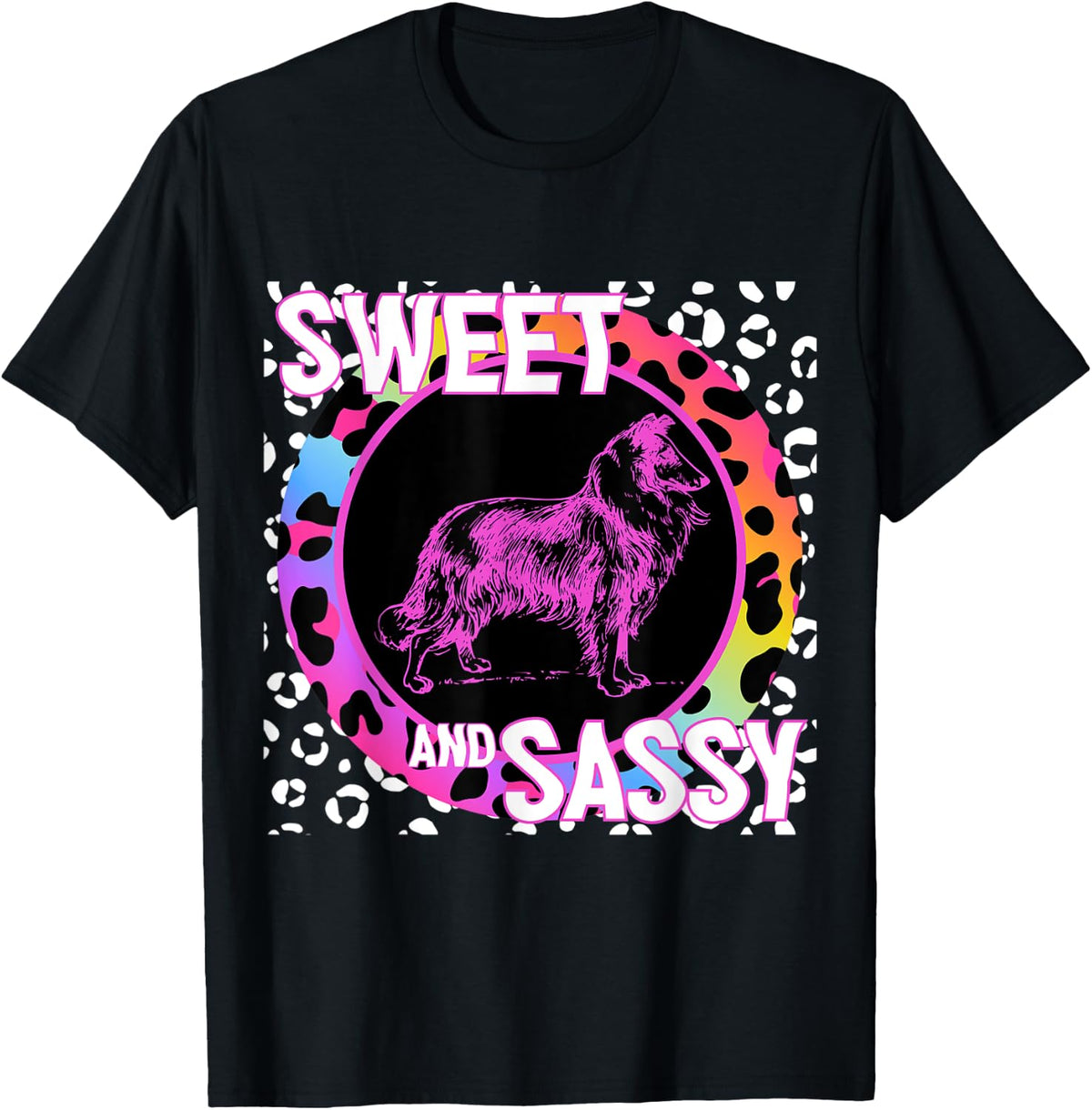 Collie Cute Dog 90s Nostalgia Rainbow Leopard Print Tropical Apparel Streetwear Style Best Seller Look