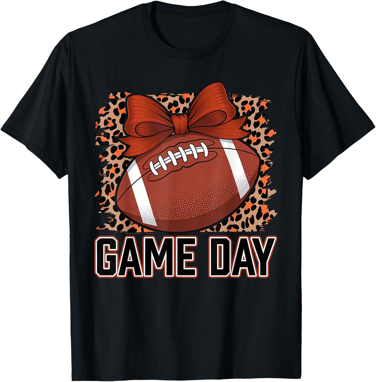 Leopard Cheetah Print Pattern Football Bow Game Day Football Apparel Streetwear Style Fan Favorite