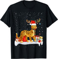 Xmas Lights Reindeer Santa Hat Cheetah Christmas Apparel Trending US Everyday Wear