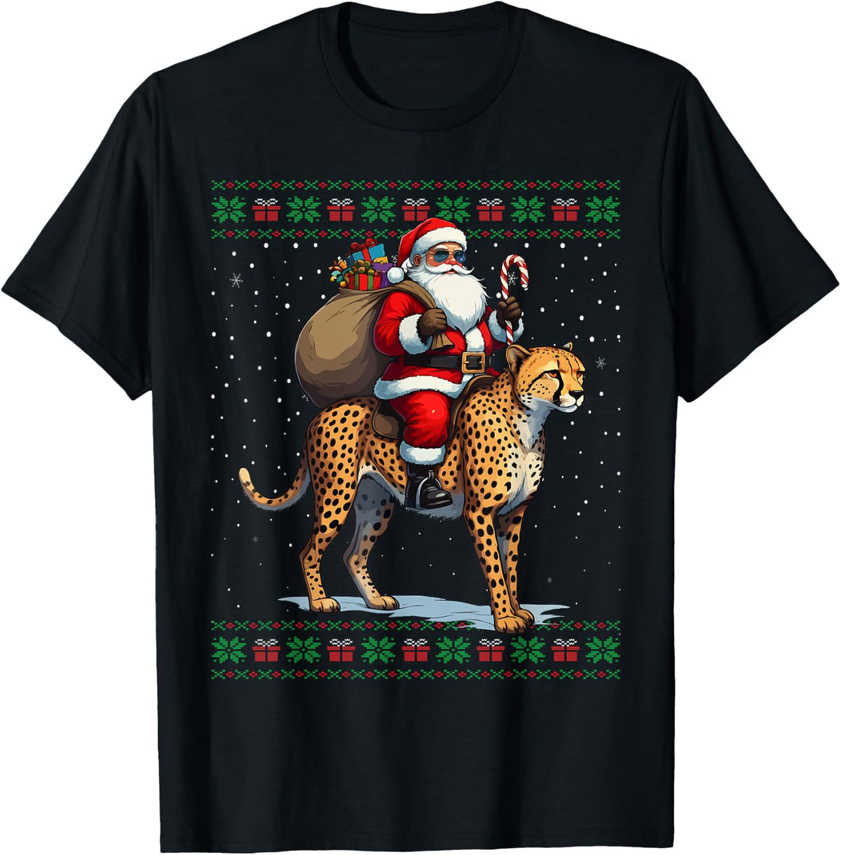 Santa Riding Cheetah Animal Ugly Christmas Sweater Sweater Viral TikTok Find Best Seller Look
