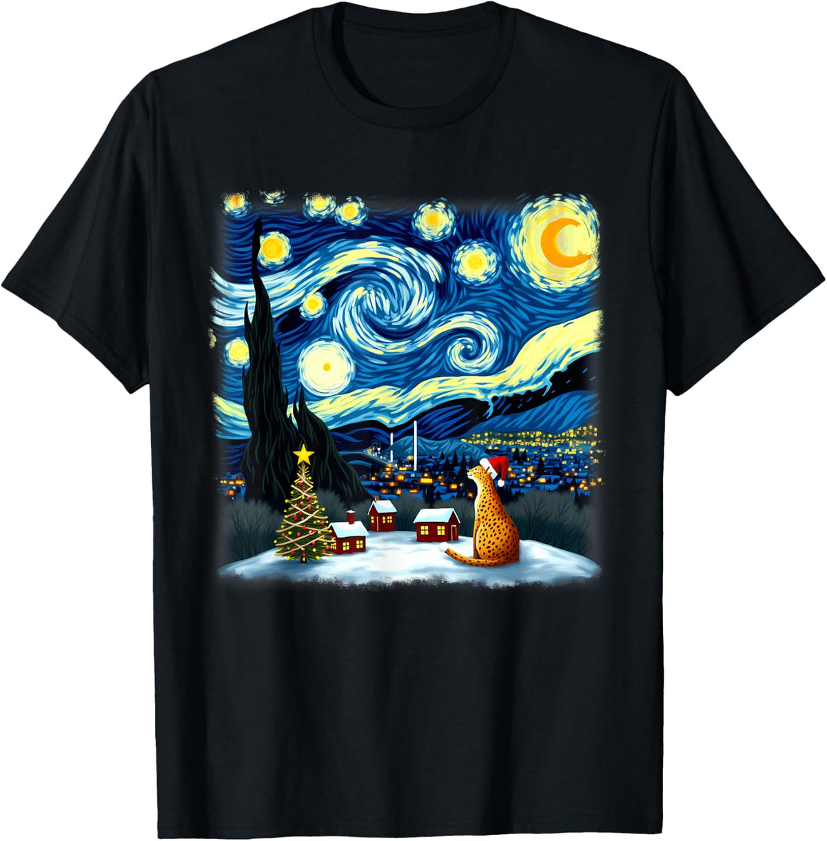 Christmas Cheetah Starry Night Apparel Trending US Fan Favorite