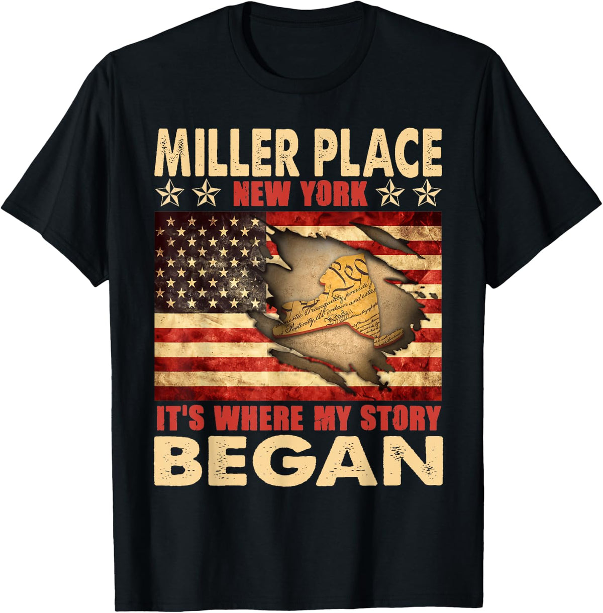 Miller Place New York USA Flag 4th Of July T-Shirt for Women Kids Men T-Shirt | Bestseller Style | Perfect Gift Choice