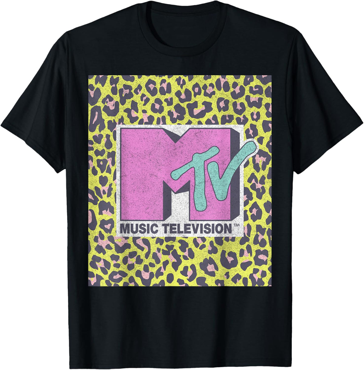 MTV Music Television Neon Cheetah Block Logo Apparel Comfort Fit Best Seller Look