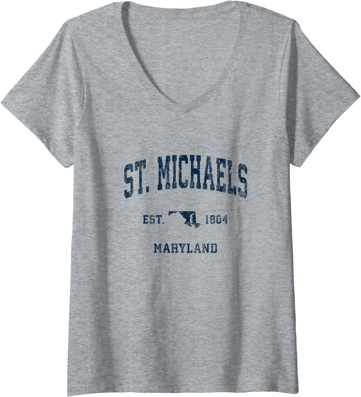 Womens St. Michaels Maryland MD Vintage Athletic Navy Sports Design V-Neck Apparel | Premium Quality
