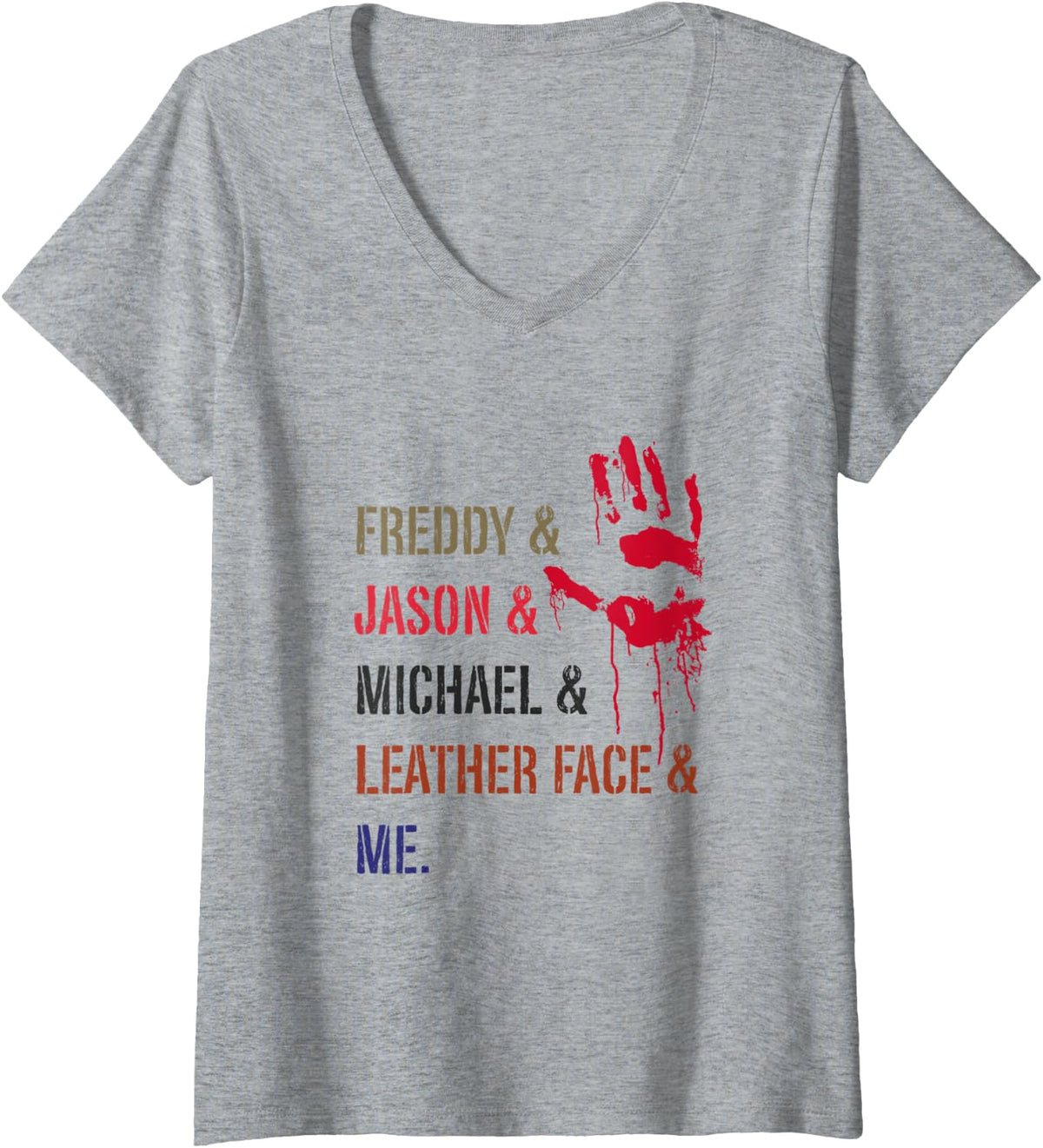 Womens Halloween Michael and Friends Shirt Spooky Holiday Legends V-Neck T-Shirt | Viral Streetwear Style