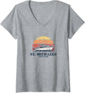 Womens St. Michaels MD Vintage Boating 70s Retro Boat Design V-Neck Apparel | Premium Quality