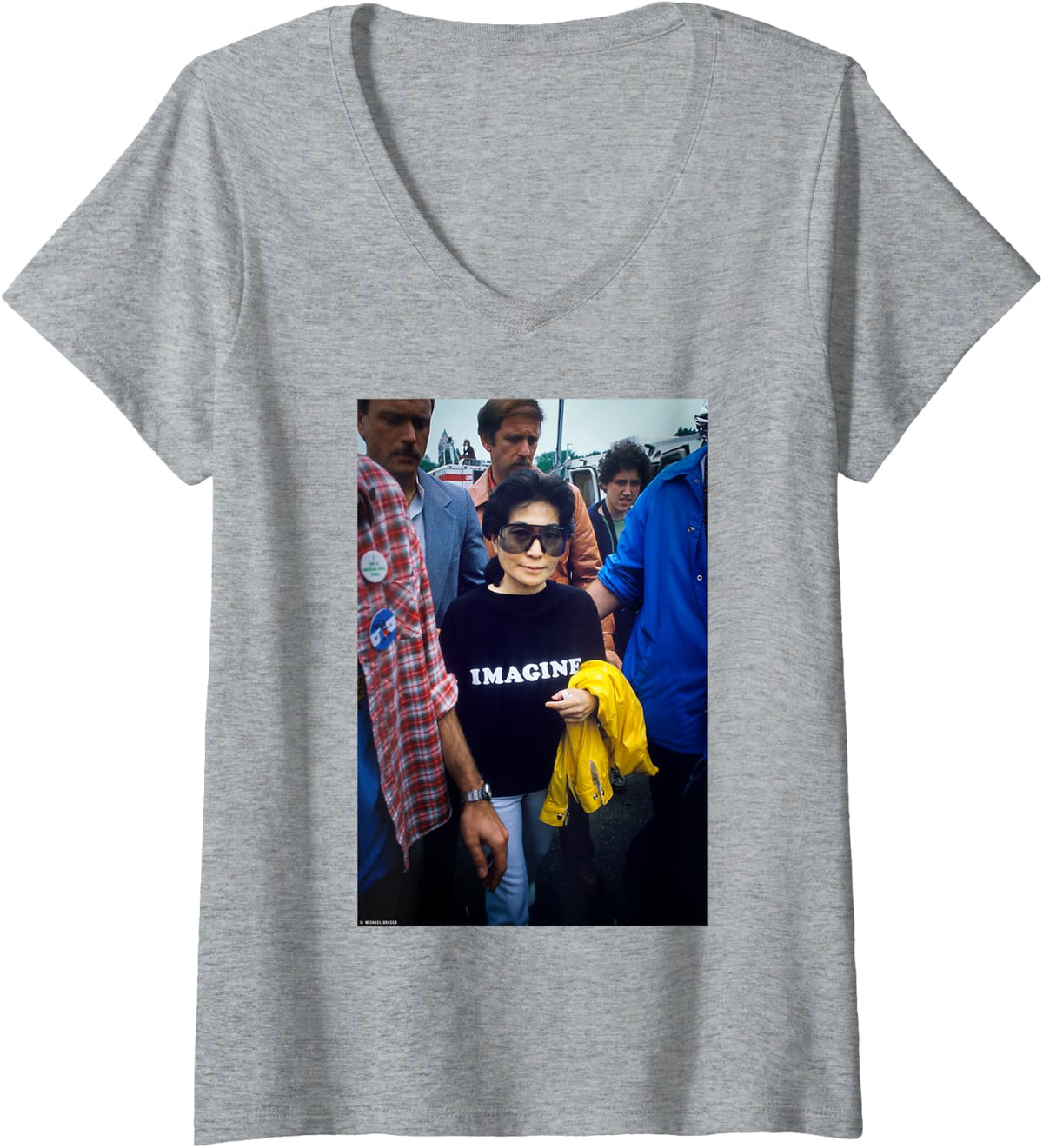 Womens Yoko ONO Singer & Artist by Michael Grecco V-Neck Apparel | Trending 2025