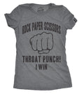 Sarcastic Shirts Women Shirts With Funny Sayings Funny Womens Shirt Offensive Shirt for Women Rock Paper Scissors Throat Punch Graphic Tee – Bold Style · Top Pick For Any Outfit