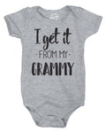 Cute Romper Baby Undershirts Funny Baby Clothes I Get It From My Grammy Rompers With Sayings Black Baby Romper Funny Quotes Romper Graphic Tee – Everyday Comfort · Trending Graphic Apparel