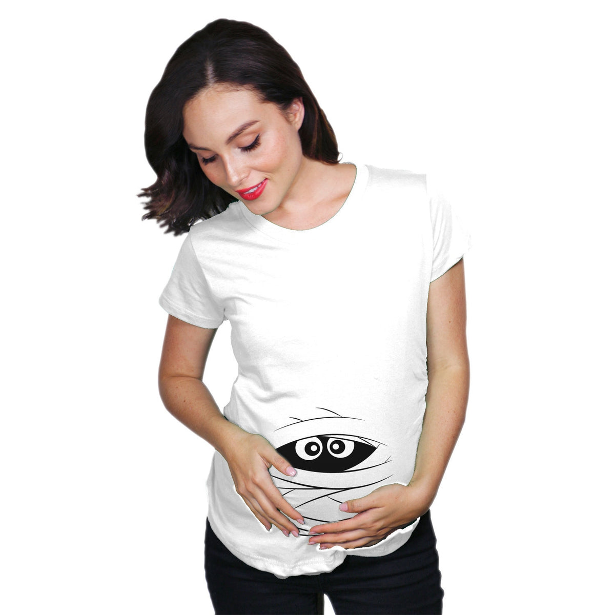 Peeking Mummy Maternity Shirt Mommy To Be Shirt White Expecting Maternity Shirt Funny Baby Announcement Shirt Graphic Tee – Soft Feel · Must-Have Style