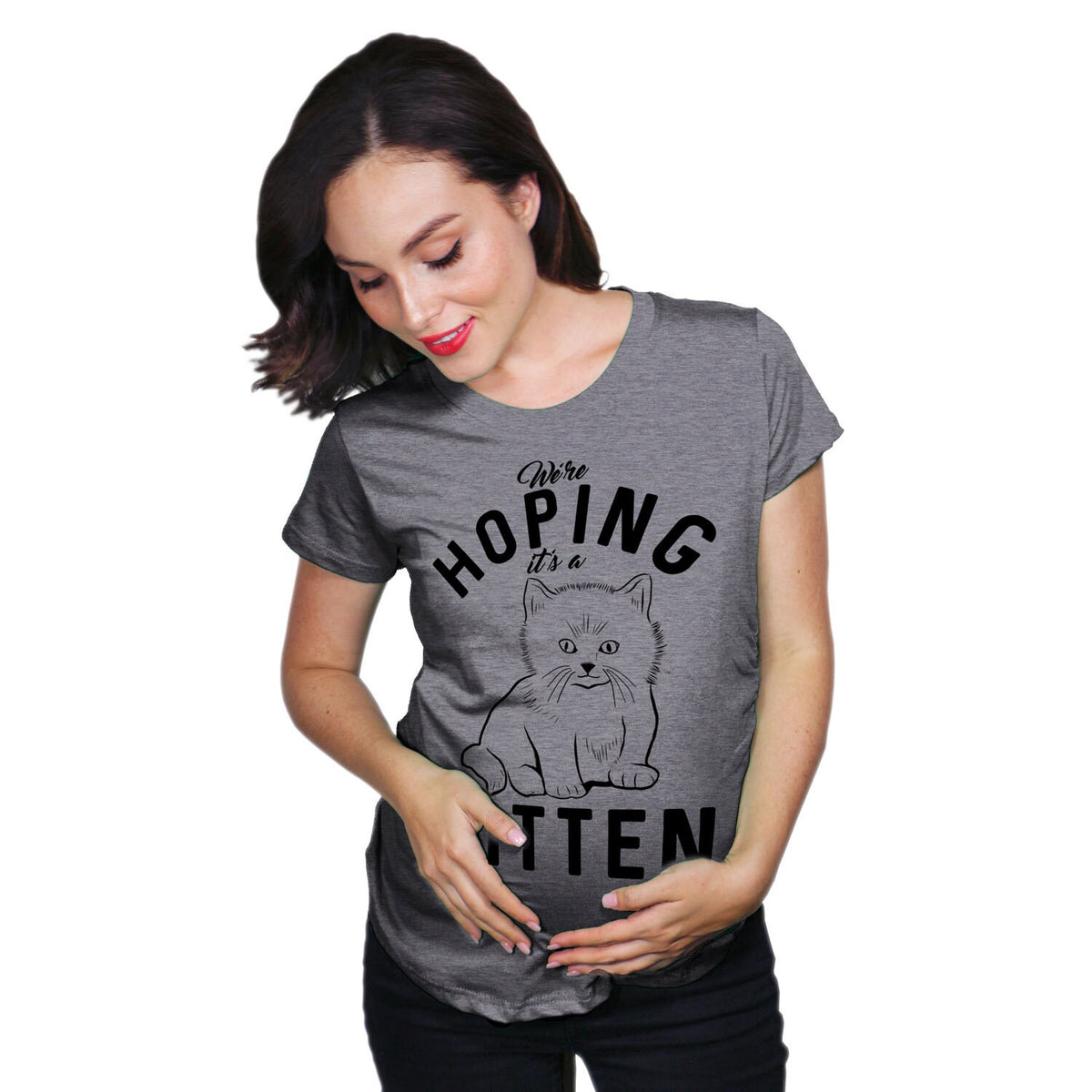 Maternity Shirt Funny Funny Pregnant Shirt Baby Announcement Shirt Cute Maternity Shirt Cat Mom Shirt Im Hoping Its a Kitten Shirt Graphic Tee – Aesthetic Look · High-Quality Print