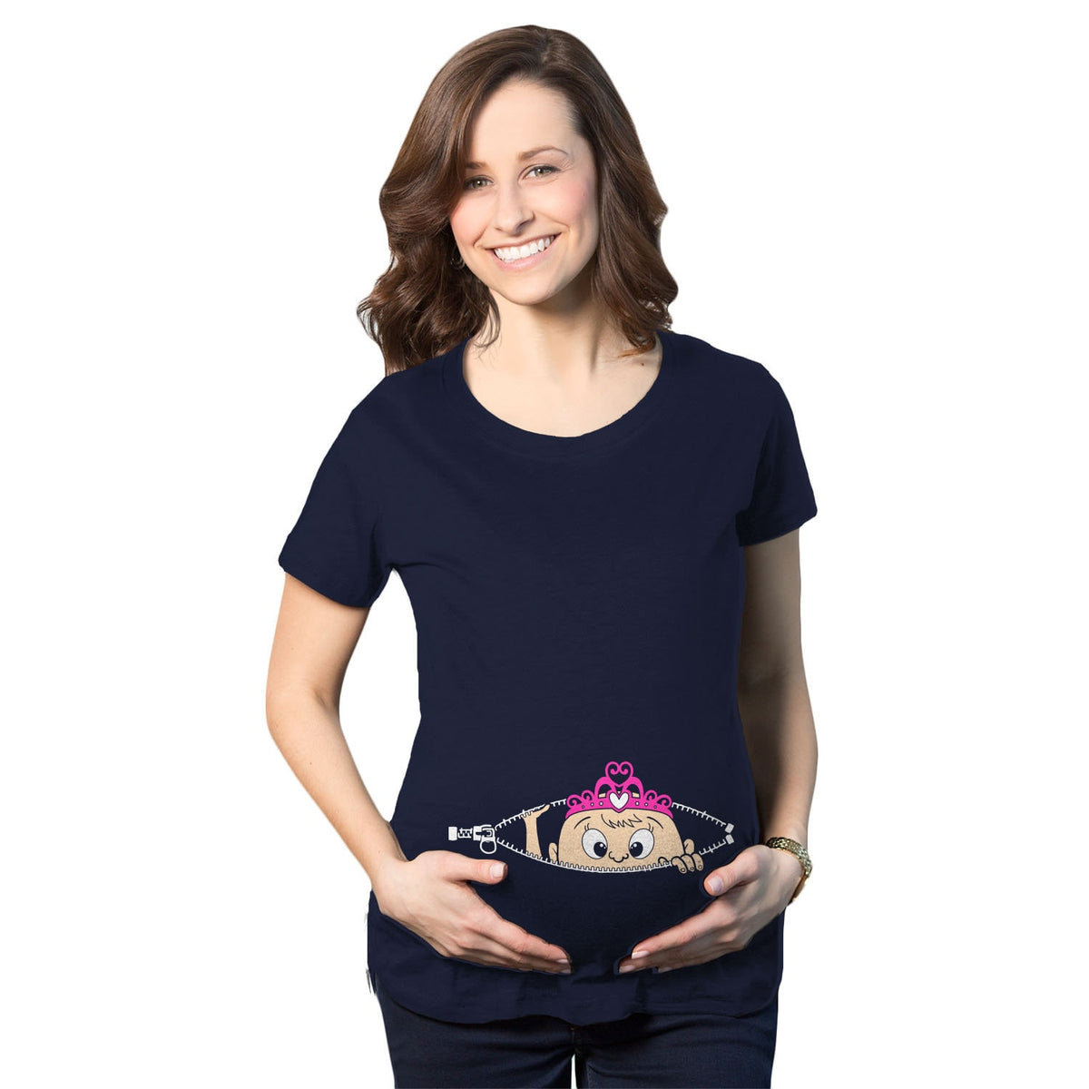 Baby Peeking Shirt Funny Maternity Shirt Peeking Princess Pregnancy Funny Pregnant Shirt Baby Announcement Shirt Peeking Baby Graphic Tee – Bold Style · High-Quality Print