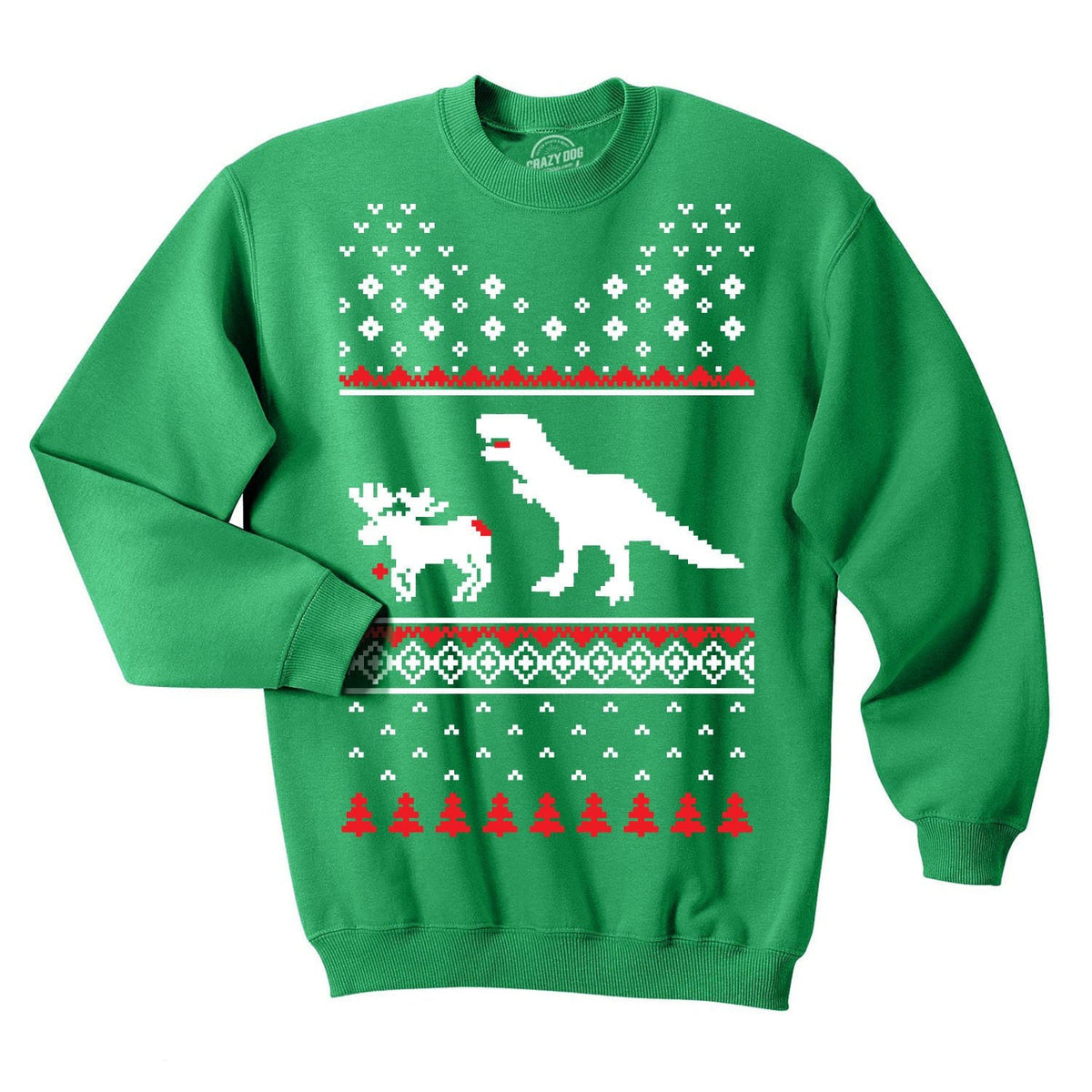 Reindeer Sweater Ugly Christmas Sweater Crew Neck Sweater Tacky Xmas Jumper T Rex Top Co Worker Gift Trex Attack Reindeer Graphic Tee – Soft Feel · Great Gift For Fans