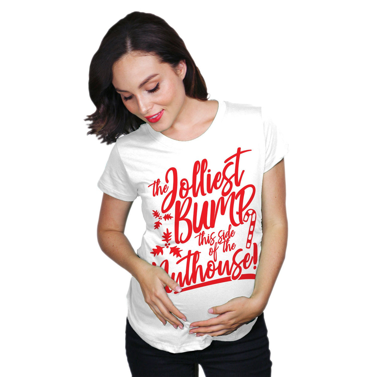 Christmas Maternity Shirt Funny Christmas Pregnant Shirt Pregnancy New Mom Xmas Baby Gift Baby Bump Shirt Jolliest Bump Cute Xmas Graphic Tee – Easygoing Wear · High-Quality Print