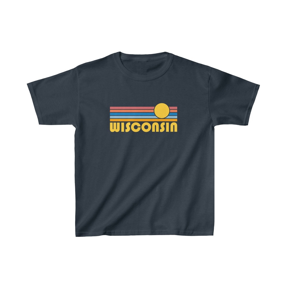 Wisconsin Youth Shirt Retro Sunrise Wisconsin Kid39s TShirt Personalization Available Graphic Tee – Everyday Comfort · Perfect For Daily Wear