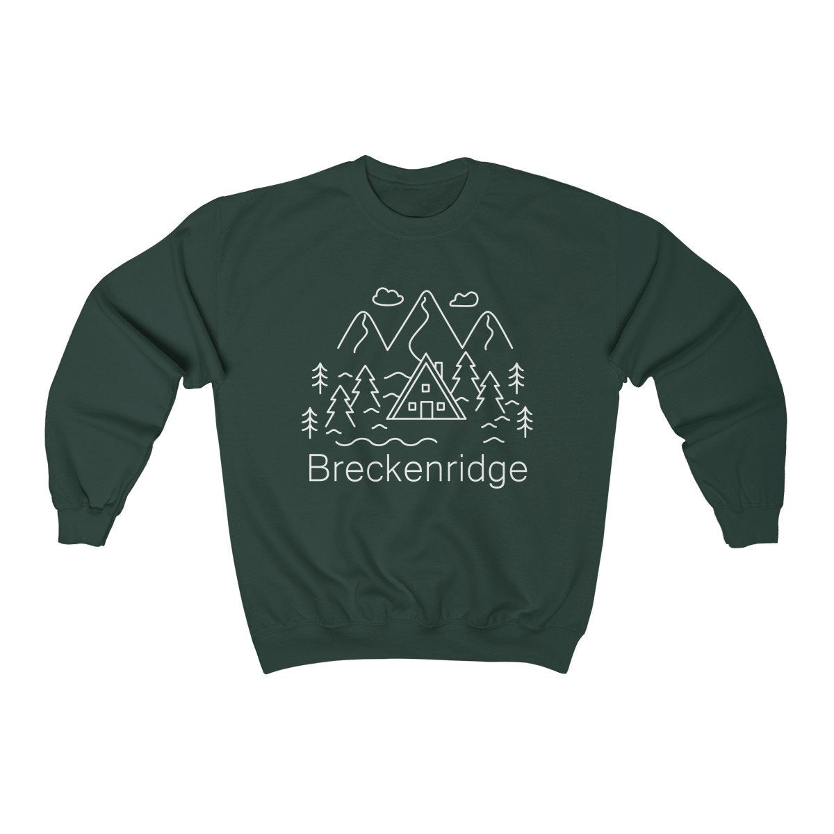 Breckenridge Colorado Sweatshirt Forest Cabin Unisex Breckenridge Sweatshirt Personalization Available Sweatshirt – Cozy Vibes · High-Quality Print