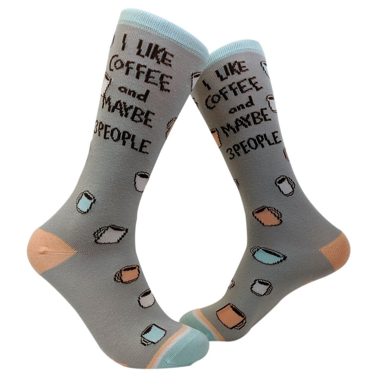 I like coffee and 3 people Socks Womens Coffee Socks Cute Womens Socks Funny Womens Socks Novelty Socks Introverted Compression Socks Graphic Tee – Soft Feel · High-Quality Print