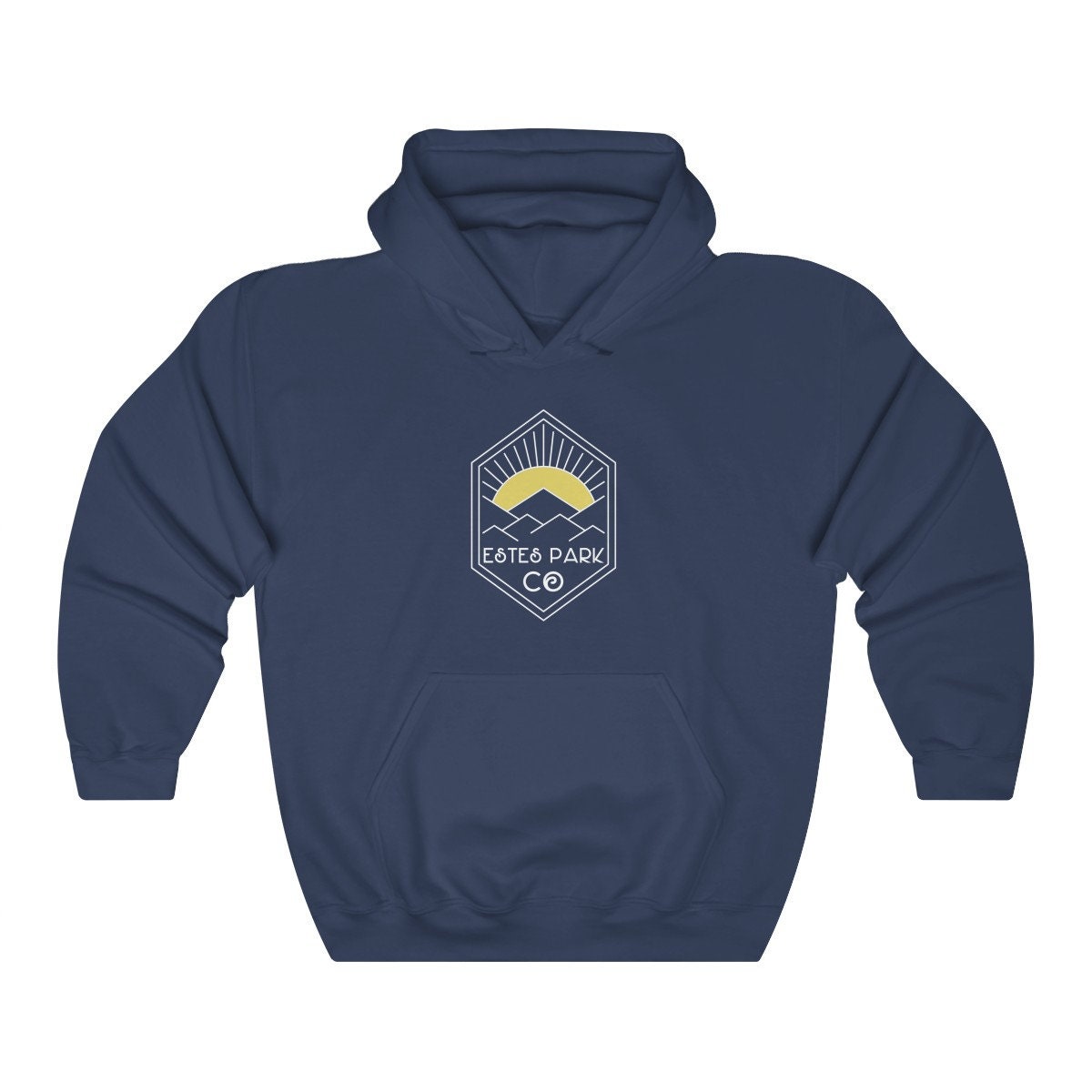 Estes Park Colorado Hoodie Yellow Sunrise Unisex Estes Park Sweatshirt Personalization Available Hoodie – Easygoing Wear · High-Quality Print