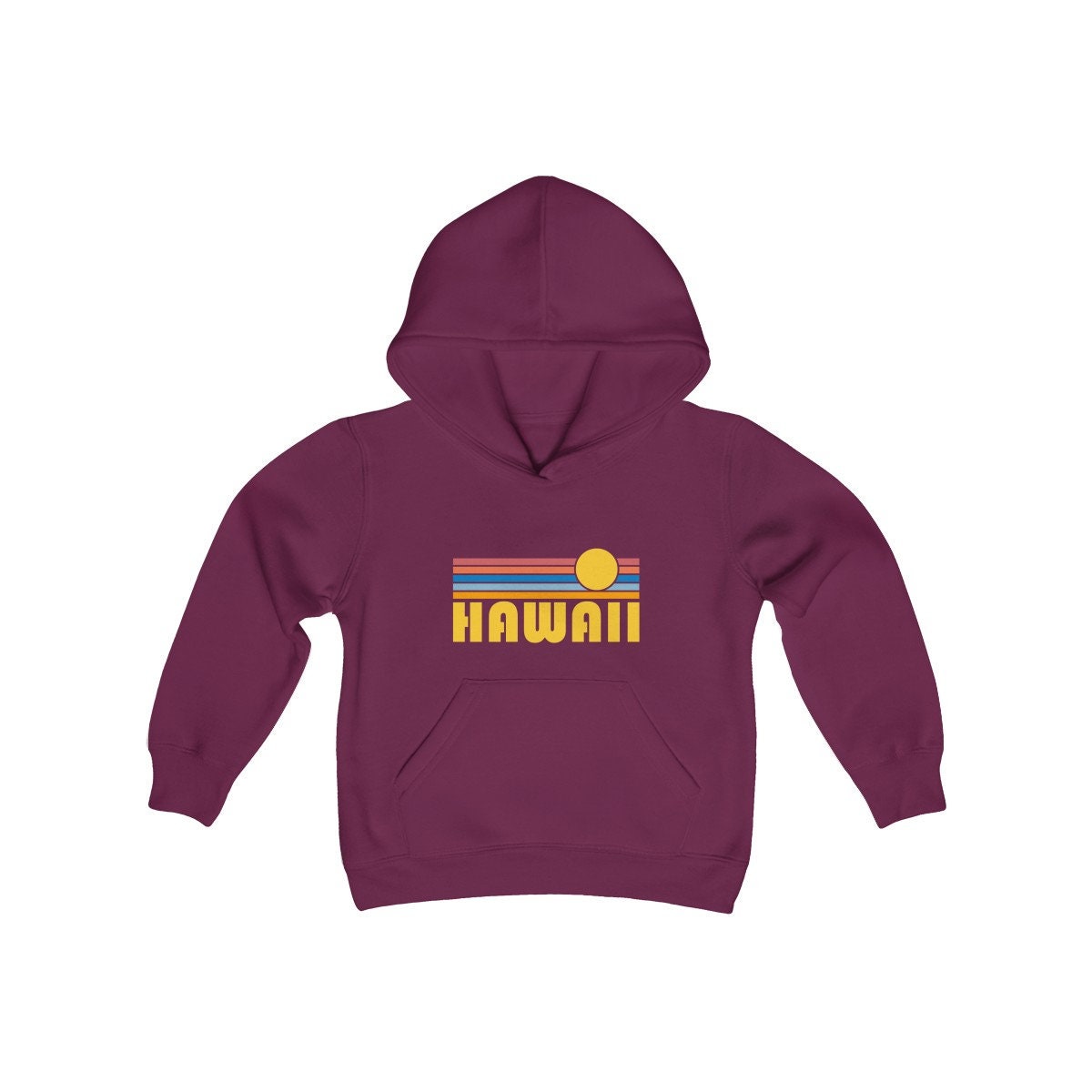 Hawaii Youth Hoodie Retro Sunrise Hawaii Youth Sweatshirt Personalization Available Hoodie – Warm & Stylish · High-Quality Print