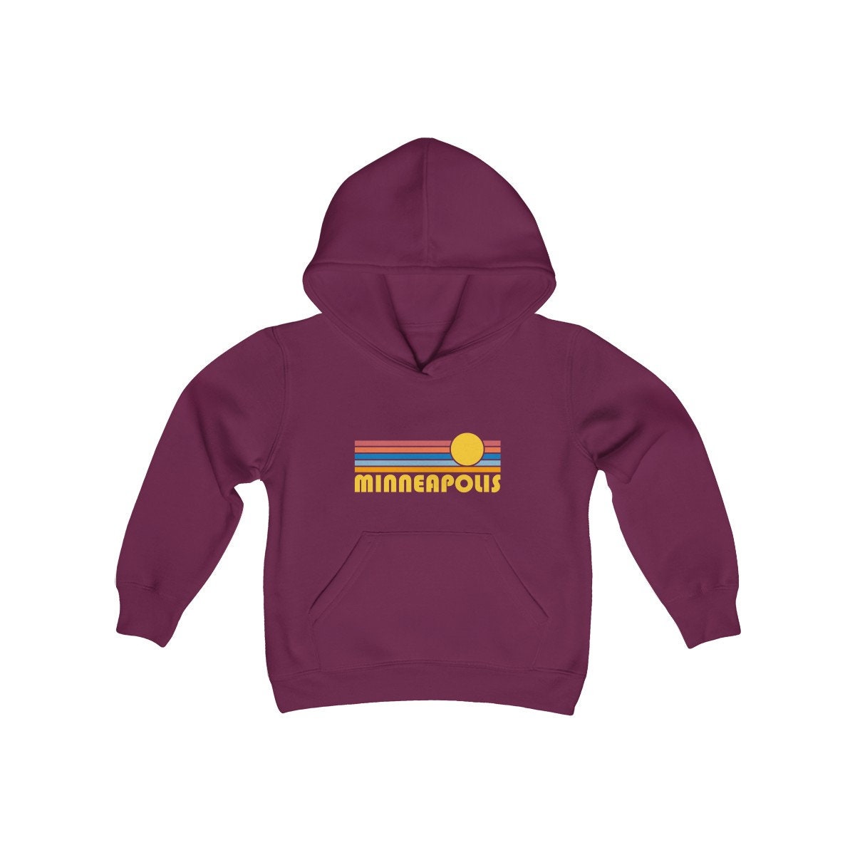 Minneapolis Minnesota Youth Hoodie Retro Sunrise Minneapolis Youth Sweatshirt Hoodie – Everyday Comfort · Must-Have Style