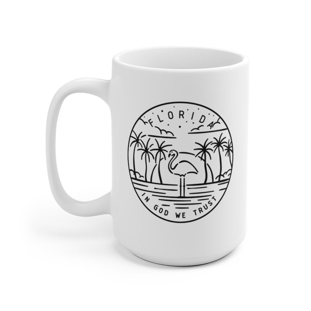 Florida Mug State Design White Ceramic Florida Mug 11oz 15oz Personalization Available Graphic Tee – Bold Style · Top Pick For Any Outfit