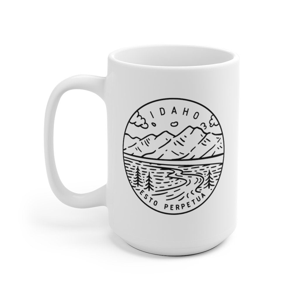 Idaho Mug State Design White Ceramic Idaho Mug 11oz 15oz Personalization Available Graphic Tee – Bold Style · Perfect For Daily Wear
