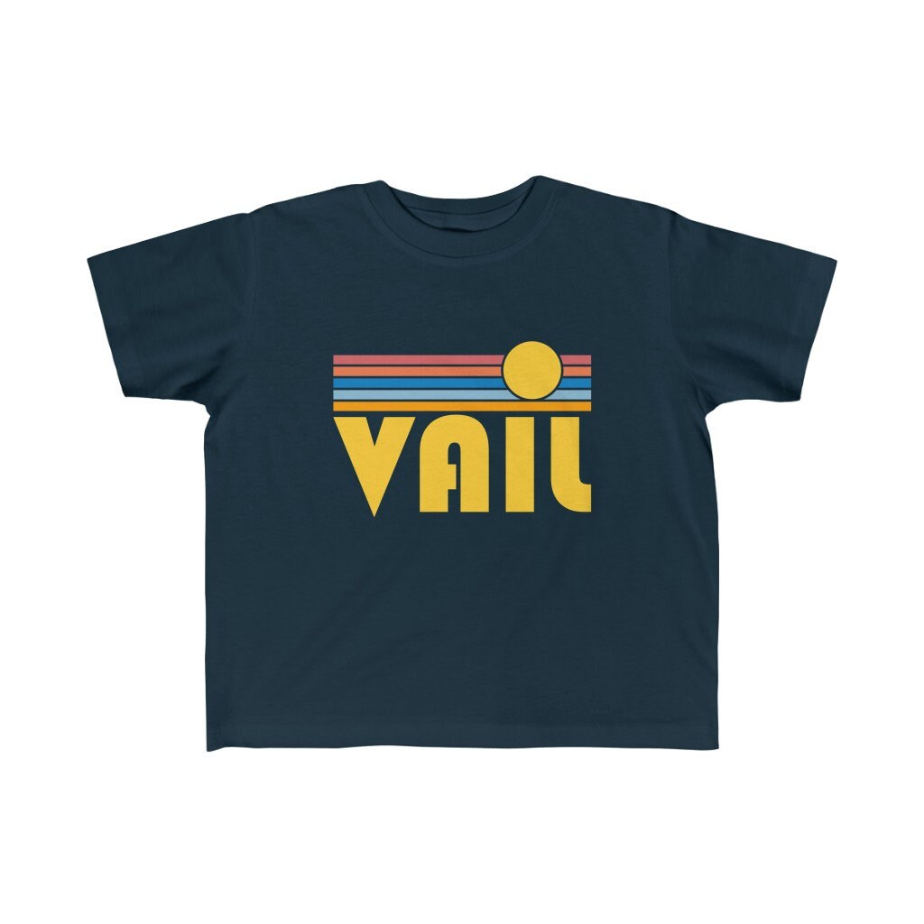 Vail Toddler Shirt Retro Sunrise Vail Colorado Kid39s TShirt Personalization Available Graphic Tee – Easygoing Wear · High-Quality Print