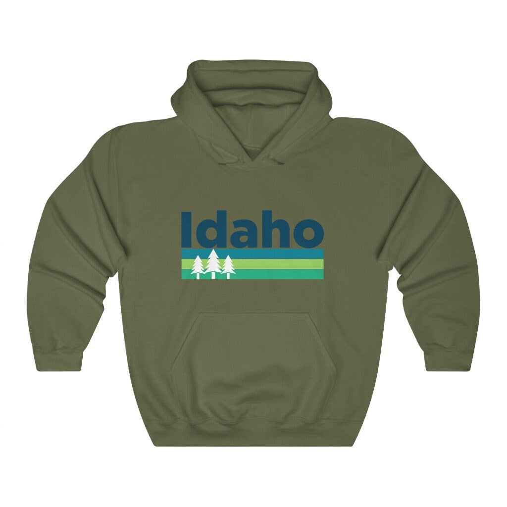 Idaho Hoodie Retro Trees Unisex Idaho Sweatshirt Personalization Available Hoodie – Everyday Comfort · Perfect For Daily Wear