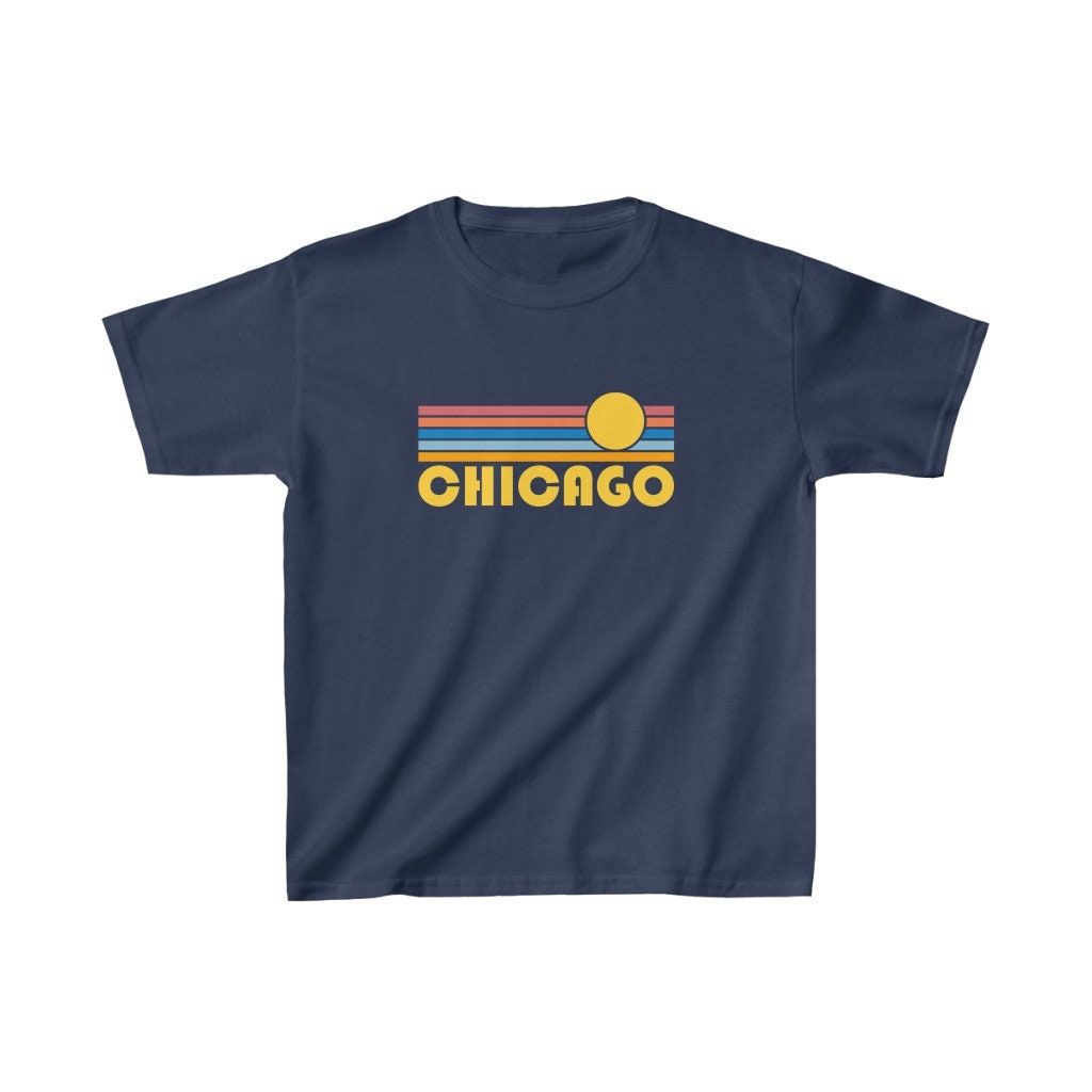 Chicago Illinois Youth Shirt Retro Sunrise Chicago Kid39s TShirt Personalization Available Graphic Tee – Warm & Stylish · Top Pick For Any Outfit