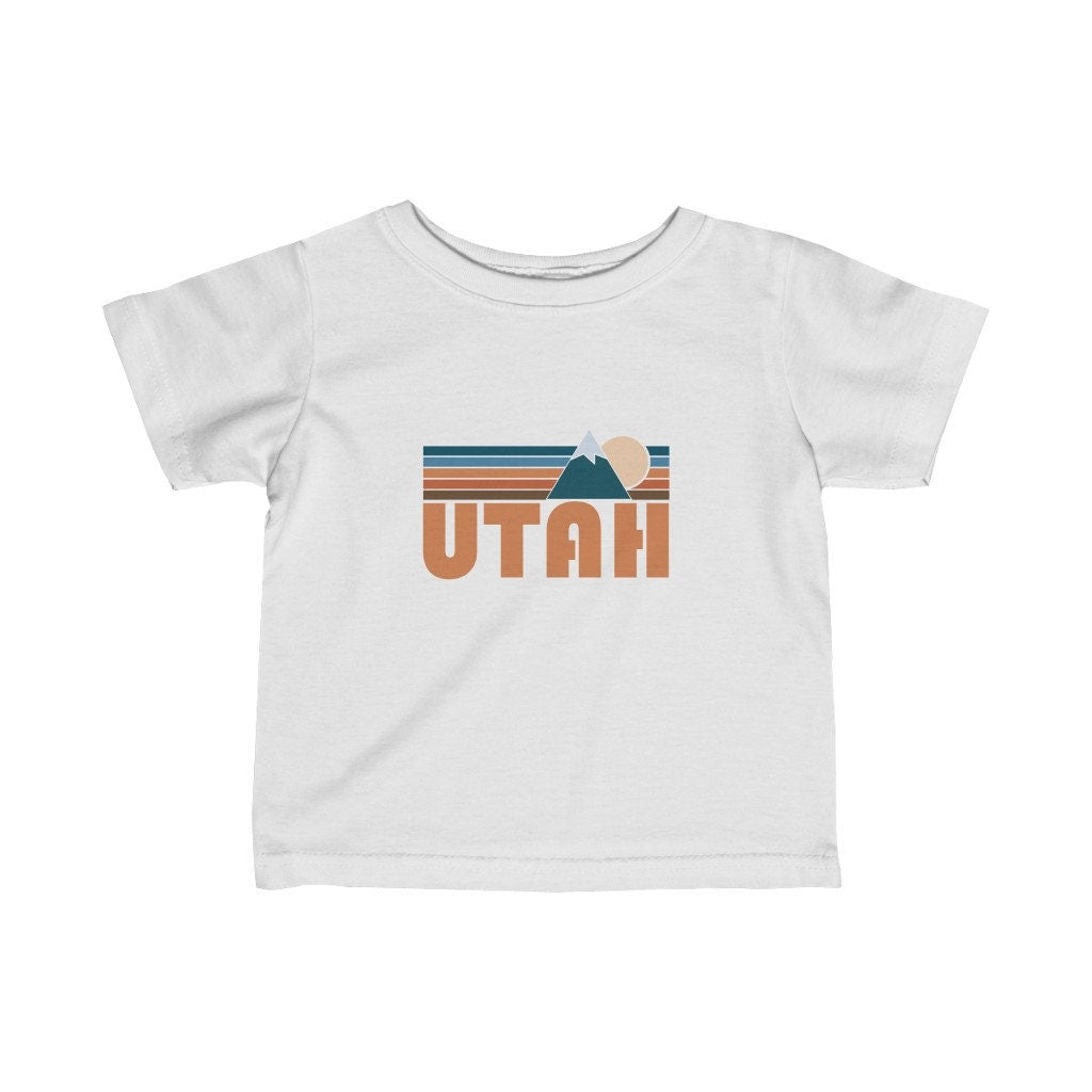 Utah Baby Shirt Retro Mountain Utah Infant Newborn TShirt Personalization Available Graphic Tee – Bold Style · Perfect For Daily Wear