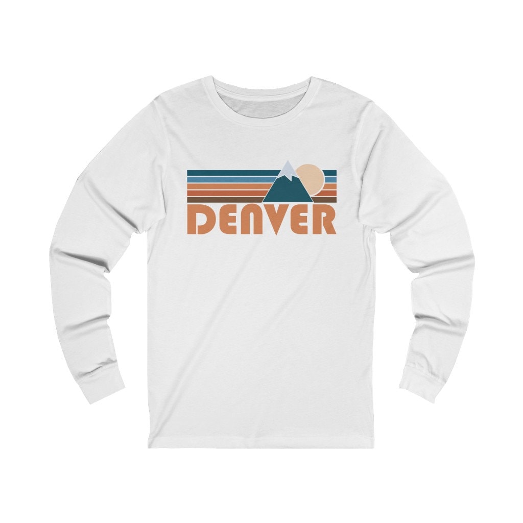 Denver Colorado Long Sleeve Shirt Retro Mountain Adult Unisex Denver Long Sleeve T Shirt Personalization Available Graphic Tee – Bold Style · Trending Graphic Apparel