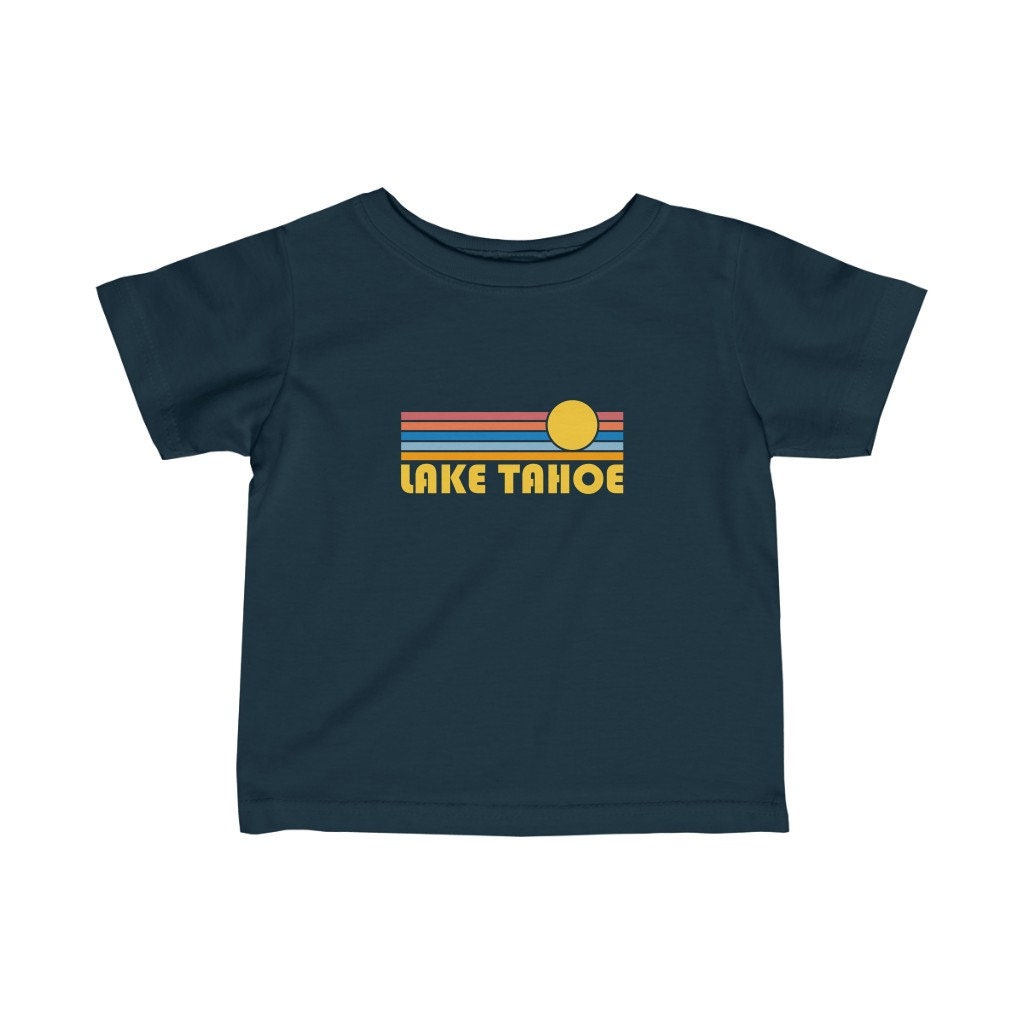 Lake Tahoe California Infant Shirt Retro Sunset Unisex Lake Tahoe Baby Newborn T Shirt Personalization Available Graphic Tee – Warm & Stylish · Must-Have Style