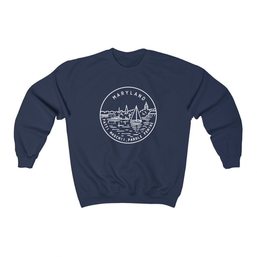 Maryland Sweatshirt State Design Adult Unisex Crewneck Maryland Sweatshirt Personalization Available Sweatshirt – Easygoing Wear · Great Gift For Fans