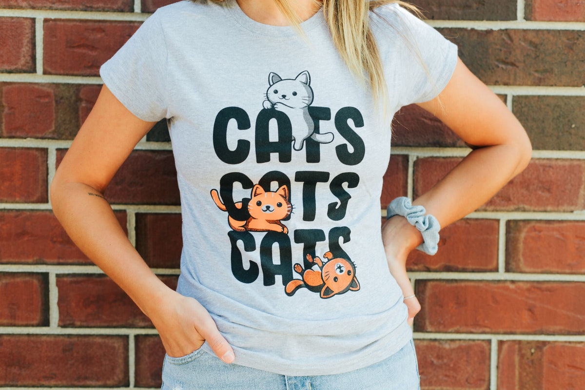 Cats Cats Cats T Shirt Funny Womens Cat Tshirts Cat Lover Gift Funny Womens Tshirts Cat Mom Shirt Cute Womens Shirts Graphic Tee – Soft Feel · Great Gift For Fans