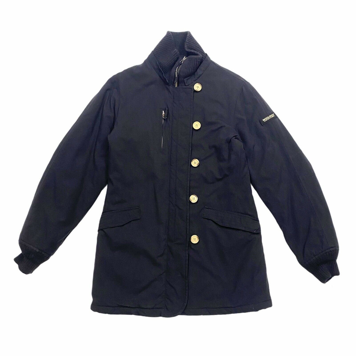 Woolrich Quilted Womens Collared Coat Jacket Vintage Designer XS Black VTG Graphic Tee – Bold Style · High-Quality Print