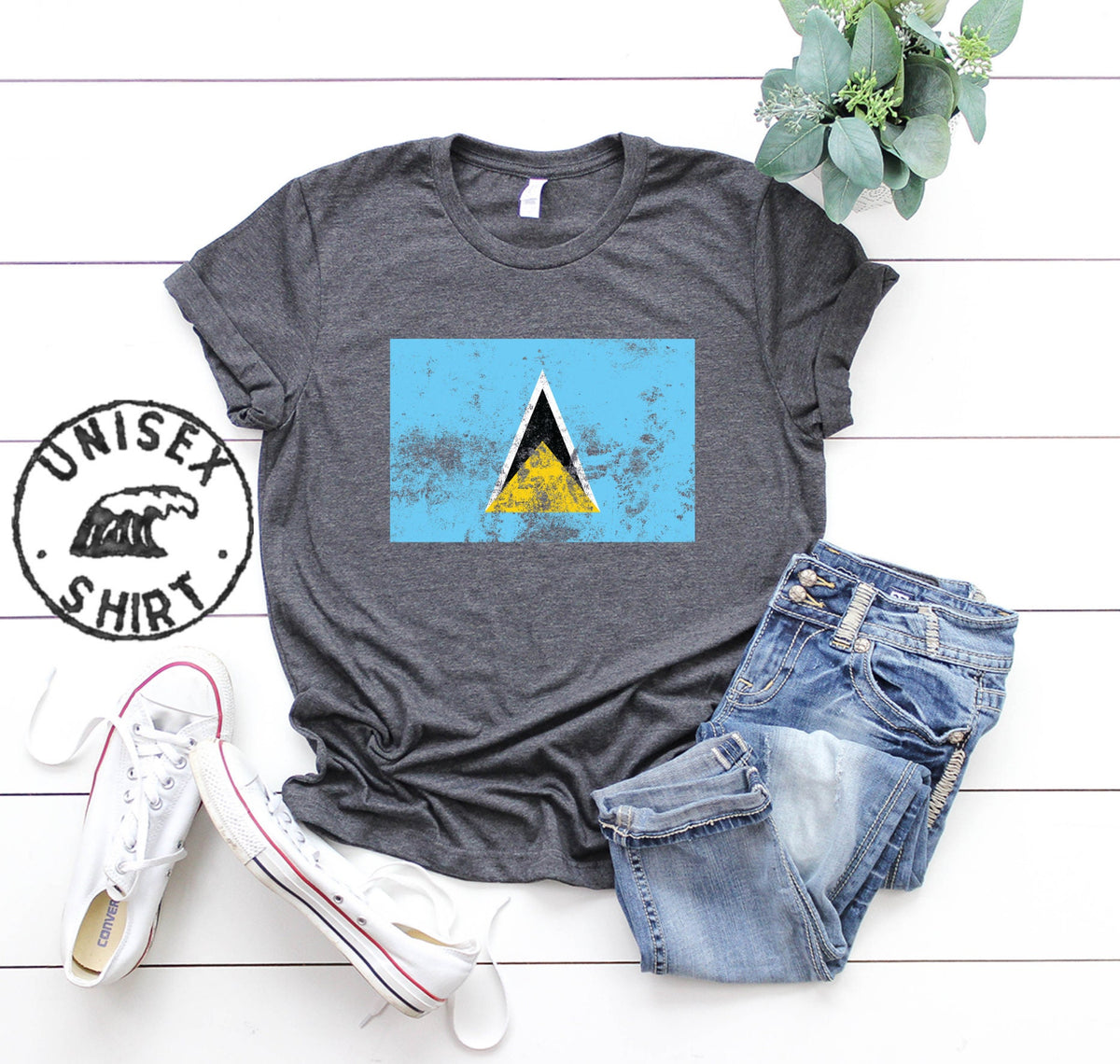 Retro Vintage Style St Lucia Saint Lucian Flag Pride Shirt Funny Tee Tshirt Birthday Gifts for Men and Women Graphic Tee – Bold Style · Perfect For Daily Wear