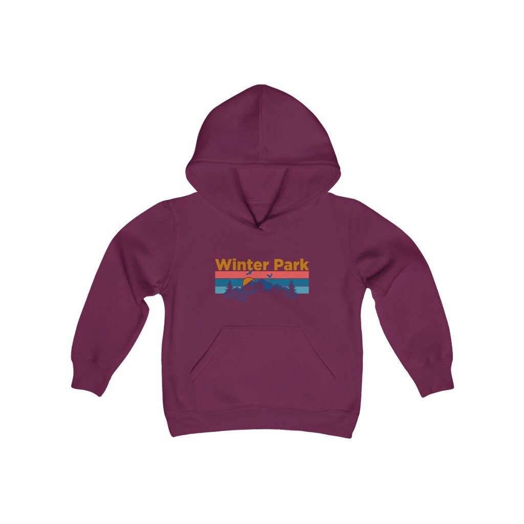 Winter Park Colorado Youth Hoodie Sweatshirt Mountain Sunset Unisex Winter Park Youth Sweatshirt Personalization Available Hoodie – Everyday Comfort · High-Quality Print