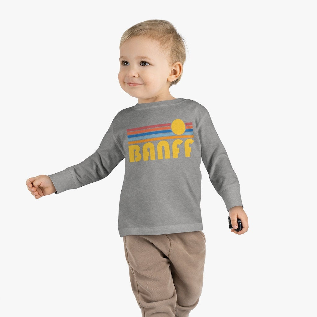 Banff Canada Toddler Long Sleeve Shirt Retro Sun Unisex Toddler Banff T Shirt Personalization Available Graphic Tee – Feel-Good Design · Must-Have Style