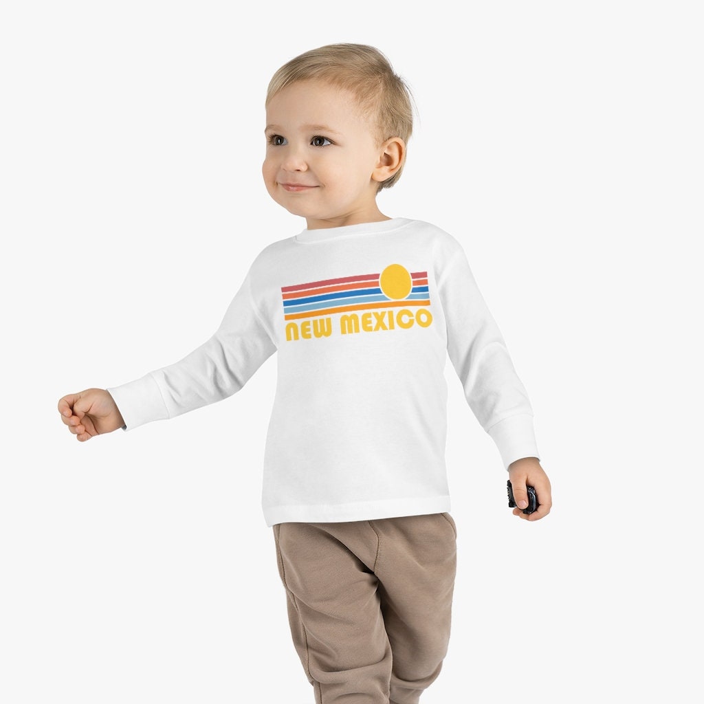 New Mexico Toddler Long Sleeve Shirt Retro Sun Unisex Toddler New Mexico T Shirt Personalization Available Graphic Tee – Aesthetic Look · Top Pick For Any Outfit